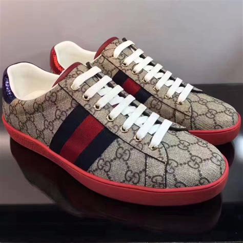 gucci shoes black and red|gucci red canvas sneakers.